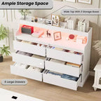 Cassettiera in Rovere per Camera da Letto con 6 Cassetti, Comò Moderno con Luci a LED e Stazione di Ricarica, Mobile Contenitore Spazioso per Soggiorno o Corridoio