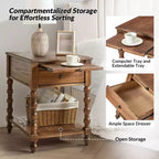 Esther 26 Tavolino Laterale Alto con Prese di Ricarica Integrate Set da 2|ARTFUL LIVING DESIGNS
