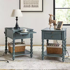 Esther 26 Tavolino Laterale Alto con Prese di Ricarica Integrate Set da 2|ARTFUL LIVING DESIGNS