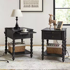 Esther 26 Tavolino Laterale Alto con Prese di Ricarica Integrate Set da 2|ARTFUL LIVING DESIGNS