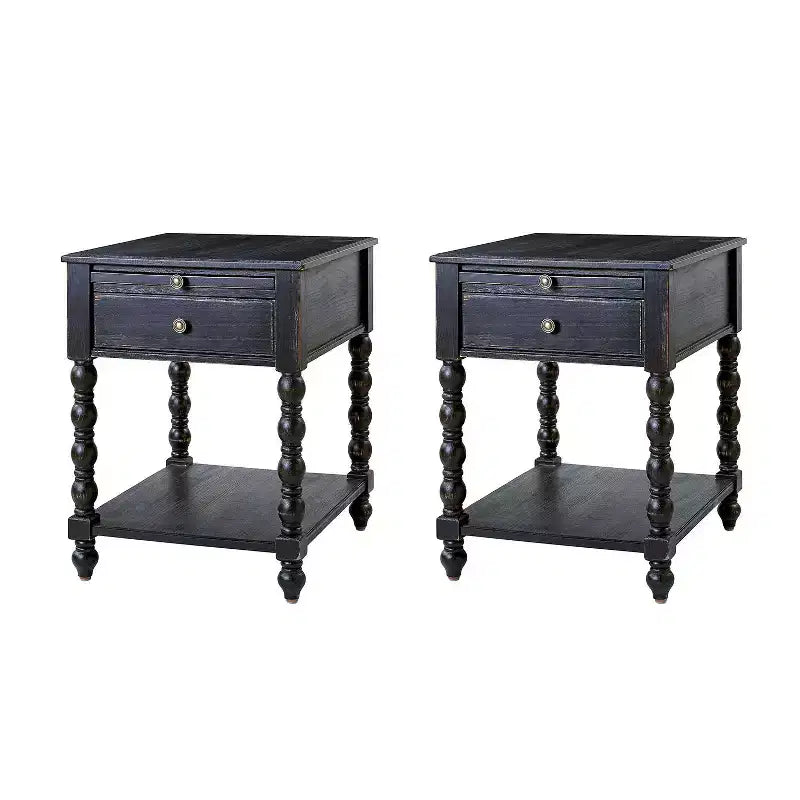 Esther 26 Tavolino Laterale Alto con Prese di Ricarica Integrate Set da 2|ARTFUL LIVING DESIGNS