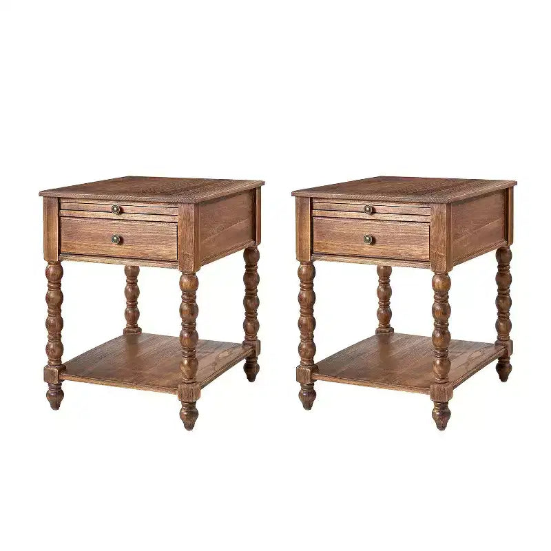 Esther 26 Tavolino Laterale Alto con Prese di Ricarica Integrate Set da 2|ARTFUL LIVING DESIGNS