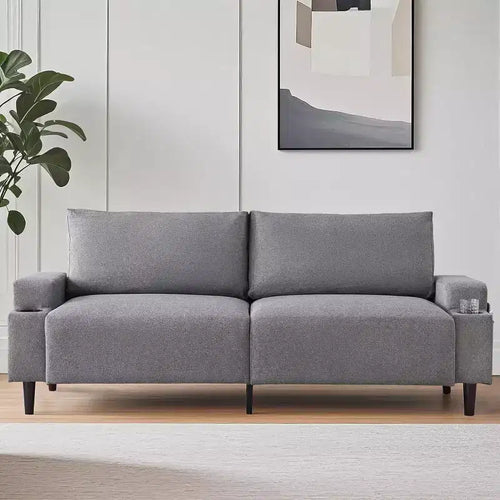 Acekool 81 Comfort Loveseat Sofa, 3-Seater with Cup Holders & Storage Pockets, Deep Cushions for Living Room, Bedroom