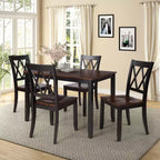 Clihome 5-Piece Dining Table Set,Wood Home Kitchen Table and High-Back Chairs Dining Set