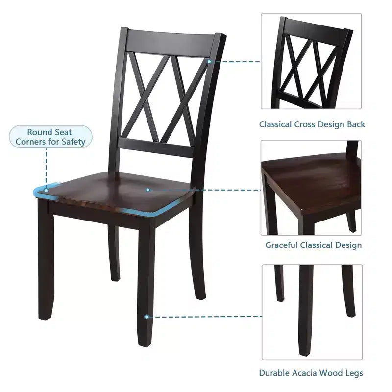 Clihome Set da Pranzo da 5 Pezzi, Tavolo da Cucina in Legno e Sedie con Schienale Alto