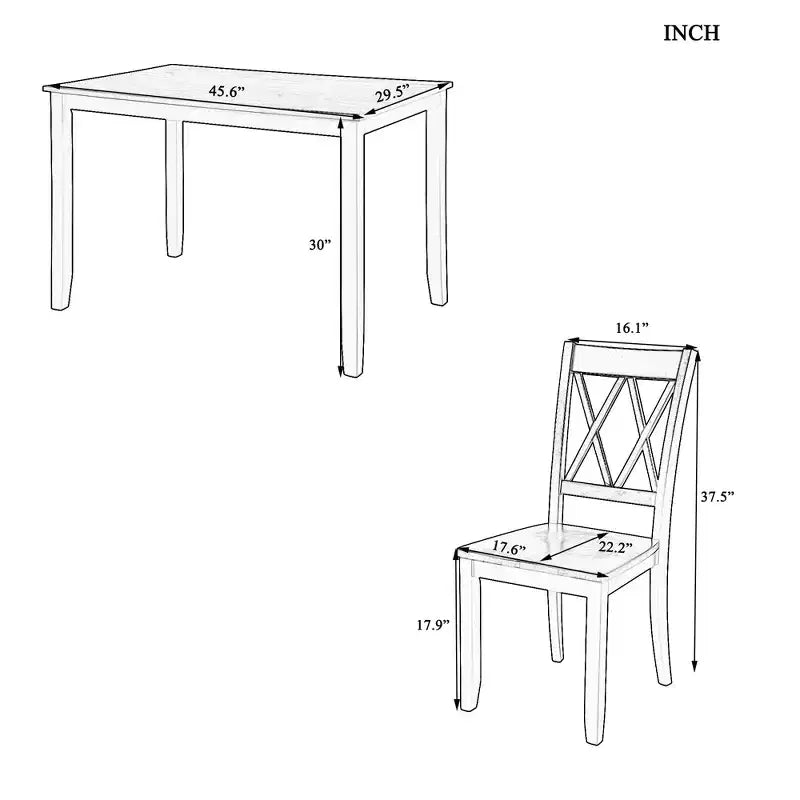 Clihome Set da Pranzo da 5 Pezzi, Tavolo da Cucina in Legno e Sedie con Schienale Alto