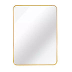 Specchio da Bagno Rettangolare Okak con Cornice in Alluminio, Specchio da Trucco con Angoli Arrotondati, Specchio da Parete per Soggiorno, Bagno