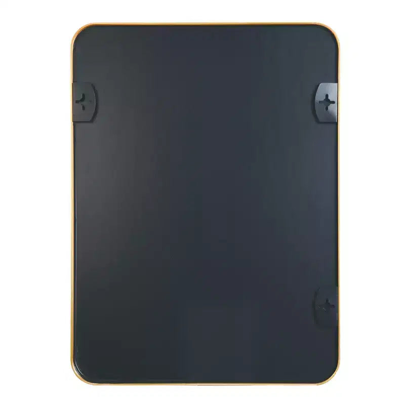 Specchio da Bagno Rettangolare Okak con Cornice in Alluminio, Specchio da Trucco con Angoli Arrotondati, Specchio da Parete per Soggiorno, Bagno