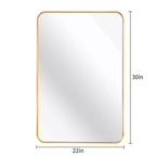 Specchio da Bagno Rettangolare Okak con Cornice in Alluminio, Specchio da Trucco con Angoli Arrotondati, Specchio da Parete per Soggiorno, Bagno