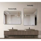 Specchio da Bagno Rettangolare Okak con Cornice in Alluminio, Specchio da Trucco con Angoli Arrotondati, Specchio da Parete per Soggiorno, Bagno
