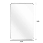 Specchio da Bagno Rettangolare Okak con Cornice in Alluminio, Specchio da Trucco con Angoli Arrotondati, Specchio da Parete per Soggiorno, Bagno
