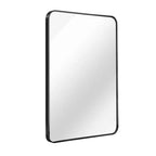 Specchio da Bagno Rettangolare Okak con Cornice in Alluminio, Specchio da Trucco con Angoli Arrotondati, Specchio da Parete per Soggiorno, Bagno
