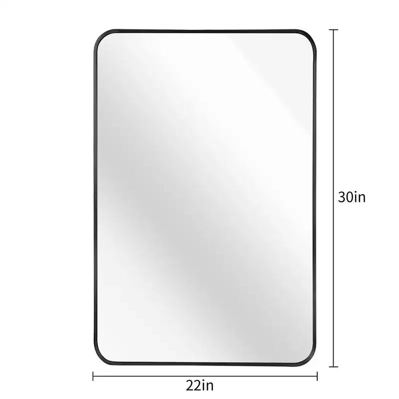 Specchio da Bagno Rettangolare Okak con Cornice in Alluminio, Specchio da Trucco con Angoli Arrotondati, Specchio da Parete per Soggiorno, Bagno