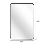 Specchio da Bagno Rettangolare Okak con Cornice in Alluminio, Specchio da Trucco con Angoli Arrotondati, Specchio da Parete per Soggiorno, Bagno