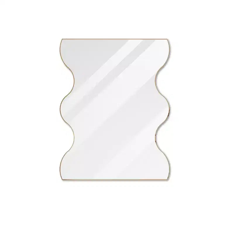 Okak 30X35IN Specchio da bagno a forma di onda moderna, specchio da parete con cornice in metallo, specchio da trucco per bagno, soggiorno, camera da letto