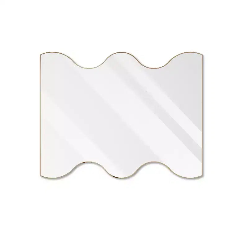 Okak 30X35IN Specchio da bagno a forma di onda moderna, specchio da parete con cornice in metallo, specchio da trucco per bagno, soggiorno, camera da letto