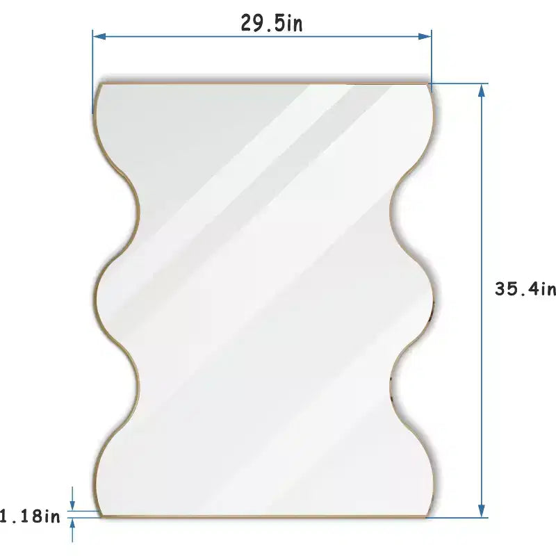Okak 30X35IN Specchio da bagno a forma di onda moderna, specchio da parete con cornice in metallo, specchio da trucco per bagno, soggiorno, camera da letto