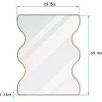 Okak 30X35IN Specchio da bagno a forma di onda moderna, specchio da parete con cornice in metallo, specchio da trucco per bagno, soggiorno, camera da letto