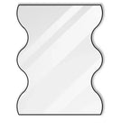 Okak 30X35IN Specchio da bagno a forma di onda moderna, specchio da parete con cornice in metallo, specchio da trucco per bagno, soggiorno, camera da letto