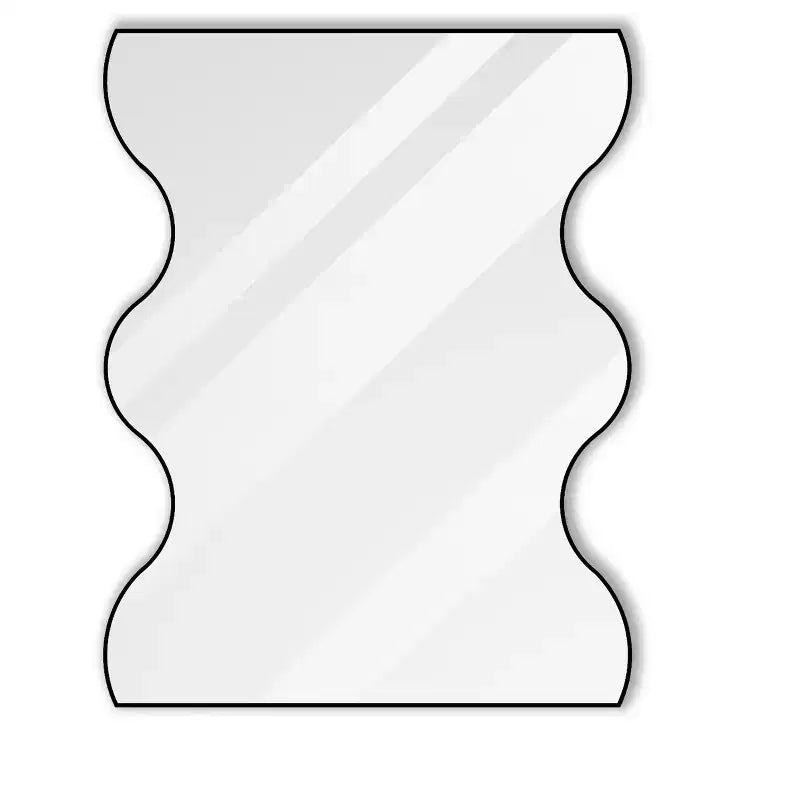 Okak 30X35IN Specchio da bagno a forma di onda moderna, specchio da parete con cornice in metallo, specchio da trucco per bagno, soggiorno, camera da letto