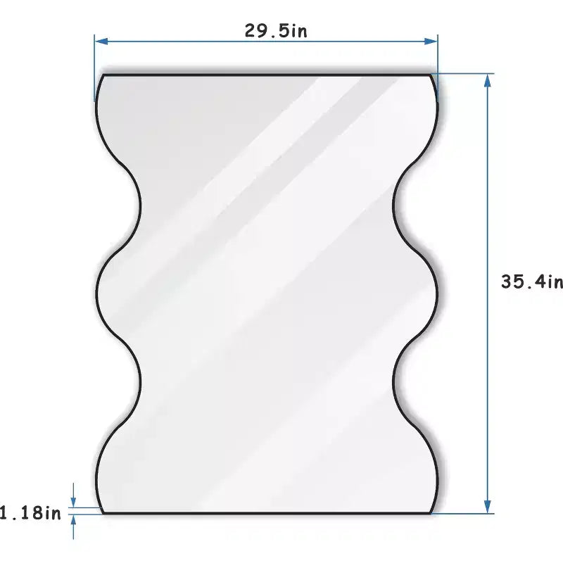 Okak 30X35IN Specchio da bagno a forma di onda moderna, specchio da parete con cornice in metallo, specchio da trucco per bagno, soggiorno, camera da letto