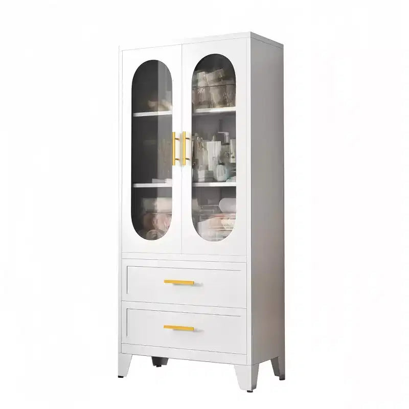 GustoWave 73''H Metal Pantry Storage Cabinet with Drawer, Pantry Cabinet with Acrylic Glass Doors and Adjustable Shelves for Kitchen