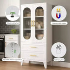 GustoWave Mobile dispensa in metallo da 73''H con cassetto, mobile dispensa con ante in vetro acrilico e ripiani regolabili per la cucina