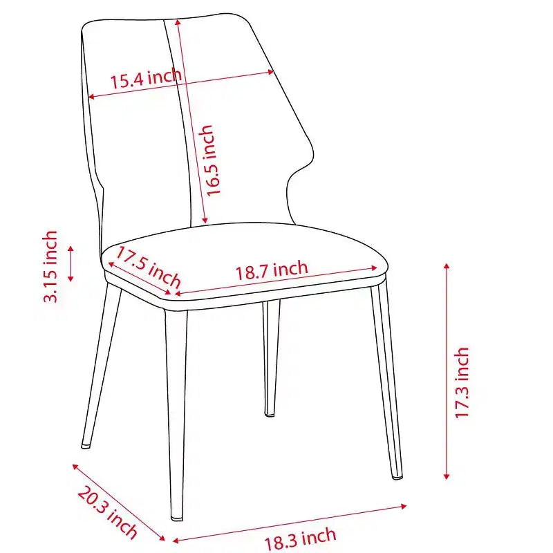 Set di 2 sedie da pranzo imbottite senza braccioli sedie d'accento - Modernluxe
