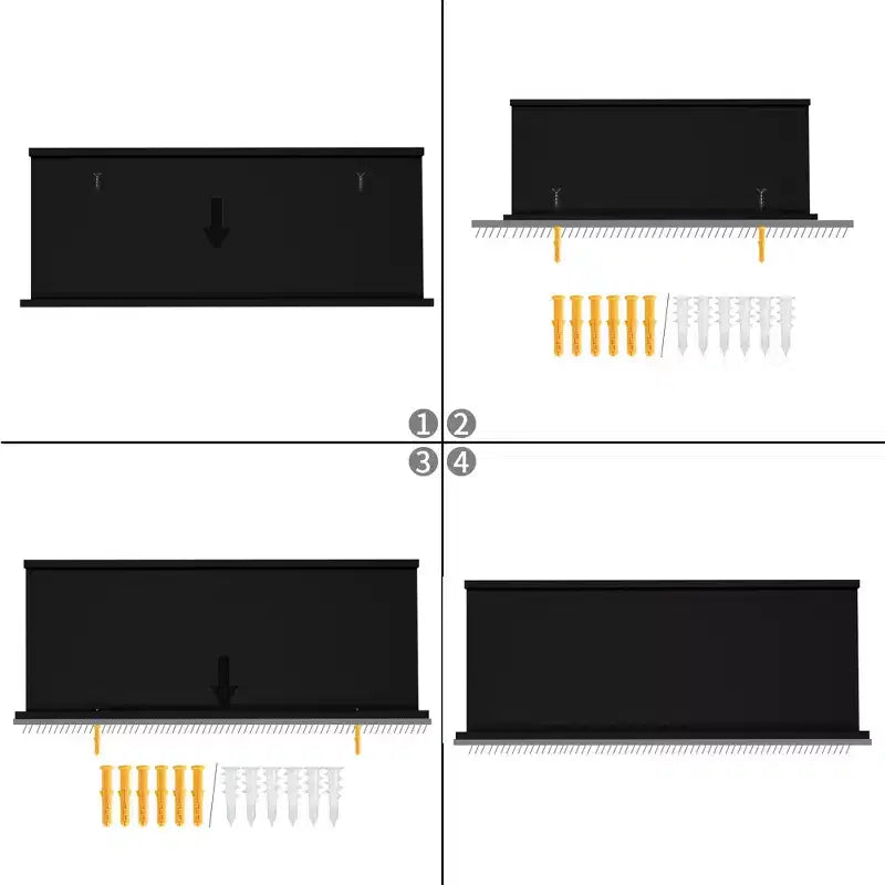 FurnitureR Mensole Flottanti da Parete Set da 6, Scaffali in Legno per Esposizione e Contenimento per Bagno, Camera da Letto, Soggiorno, Cucina, Ufficio, Nero