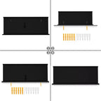 FurnitureR Mensole Flottanti da Parete Set da 6, Scaffali in Legno per Esposizione e Contenimento per Bagno, Camera da Letto, Soggiorno, Cucina, Ufficio, Nero