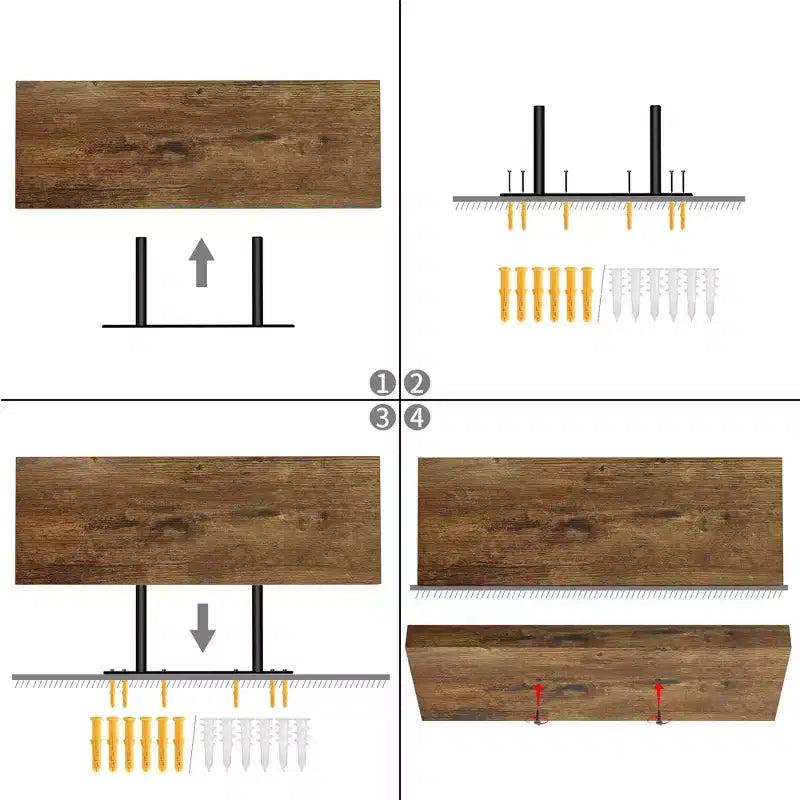 FurnitureR Mensole galleggianti a parete, 15,75 pollici di larghezza, in legno rustico decorativo, portaoggetti da parete, espositore invisibile a parete, marrone