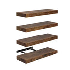 FurnitureR Mensole galleggianti a parete, 15,75 pollici di larghezza, in legno rustico decorativo, portaoggetti da parete, espositore invisibile a parete, marrone