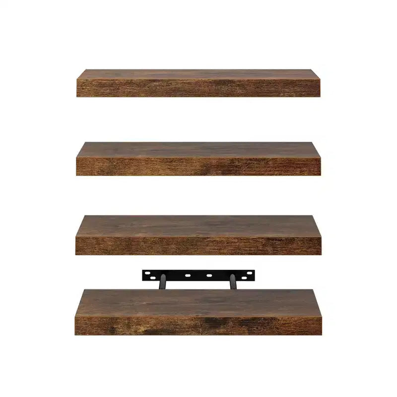 FurnitureR Mensole galleggianti a parete, 15,75 pollici di larghezza, in legno rustico decorativo, portaoggetti da parete, espositore invisibile a parete, marrone