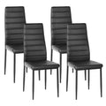 FurnitureR Dining Chairs PU Leather Set of 4, Armless High Back Chairs with Metal Frame, Ergonomic for Kitchen, Dining Room, Home Office, Black