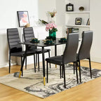 Sedie da pranzo FurnitureR in pelle PU, set da 4, sedie senza braccioli con schienale alto e struttura in metallo, ergonomiche per cucina, sala da pranzo, ufficio domestico, nere
