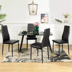 Sedie da pranzo FurnitureR in pelle PU, set da 4, sedie senza braccioli con schienale alto e struttura in metallo, ergonomiche per cucina, sala da pranzo, ufficio domestico, nere