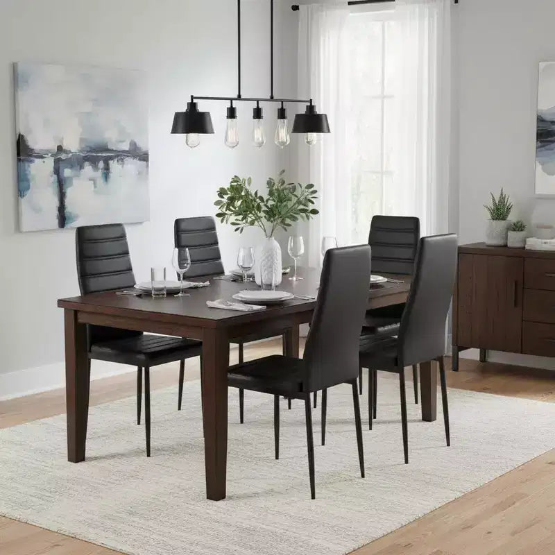 Sedie da pranzo FurnitureR in pelle PU, set da 4, sedie senza braccioli con schienale alto e struttura in metallo, ergonomiche per cucina, sala da pranzo, ufficio domestico, nere
