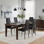 Sedie da pranzo FurnitureR in pelle PU, set da 4, sedie senza braccioli con schienale alto e struttura in metallo, ergonomiche per cucina, sala da pranzo, ufficio domestico, nere