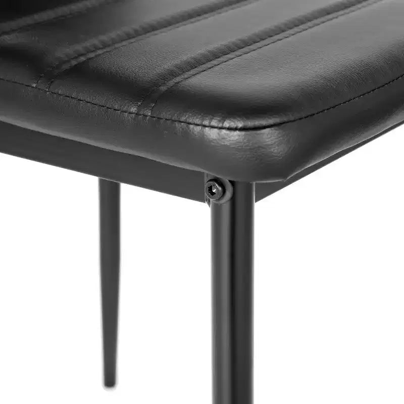 Sedie da pranzo FurnitureR in pelle PU, set da 4, sedie senza braccioli con schienale alto e struttura in metallo, ergonomiche per cucina, sala da pranzo, ufficio domestico, nere