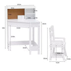 Set Scrivania e Sedia GustoWave per Bambini, Tavolo Studio Angolare in Legno con Libreria, Bacheca e Portapenne, Tavolo da Scrittura, Bianco