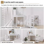 Set Scrivania e Sedia GustoWave per Bambini, Tavolo Studio Angolare in Legno con Libreria, Bacheca e Portapenne, Tavolo da Scrittura, Bianco