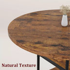 Tavolo da pranzo rotondo da 120 cm per 4 persone, tavolo da cucina in legno con ripiani portaoggetti e gambe in metallo in stile romano per sala da pranzo, cucina, soggiorno (solo tavolo)