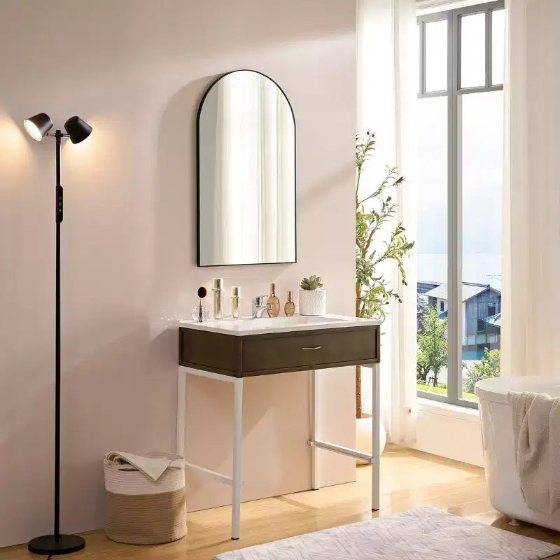 Specchio da bagno Okak Vintage con cornice in alluminio, specchio da parete ad alta riflessione, specchio da trucco per bagno, camera da letto