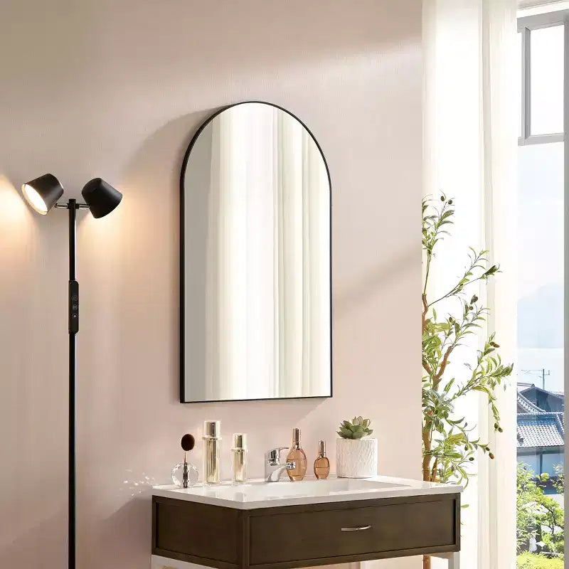 Specchio da bagno Okak Vintage con cornice in alluminio, specchio da parete ad alta riflessione, specchio da trucco per bagno, camera da letto