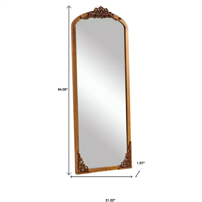 HomeRoots 64 Specchio a figura intera con cornice in legno massello marrone