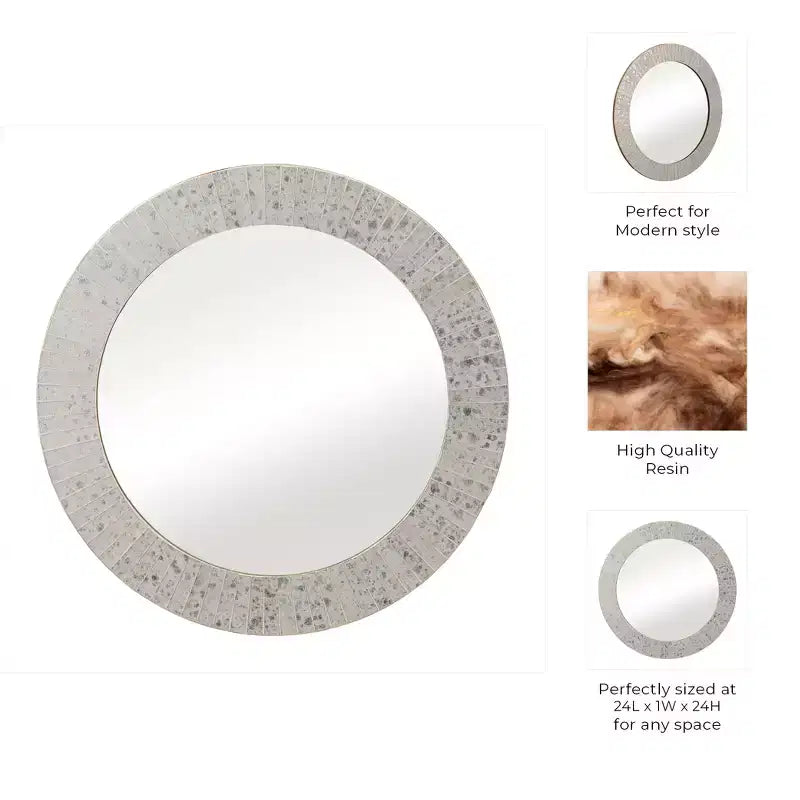 Specchio Rotondo con Cornice Testurizzata - Finitura Oro Metallizzato - Stile Moderno per la Decorazione di Pareti di Casa, Ufficio, Camera da Letto o Soggiorno