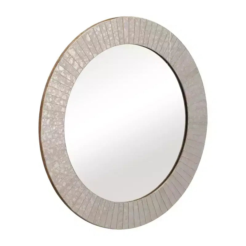 Specchio Rotondo con Cornice Testurizzata - Finitura Oro Metallizzato - Stile Moderno per la Decorazione di Pareti di Casa, Ufficio, Camera da Letto o Soggiorno