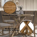 GDFStudio Sandra Set da Pranzo Moderno 5 Pezzi in Legno Effetto Invecchiato con 4 Sedie Imbottite