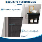 Mobile bagno da fattoria GustoWave con ante e cassetti, mobiletto indipendente con texture effetto legno