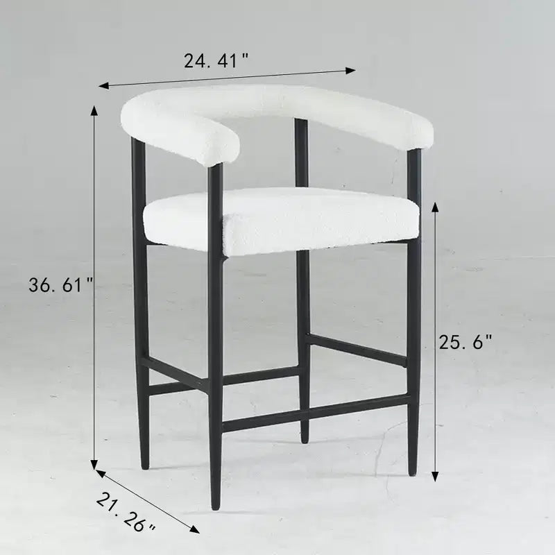 GDFStudio Talia Sgabelli da Bar Moderni Rivestiti in Bouclé con Schienale Curvo (Set da 2)